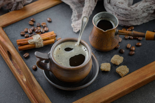 istock Espresso coffee in a cup on the table. 1488813434