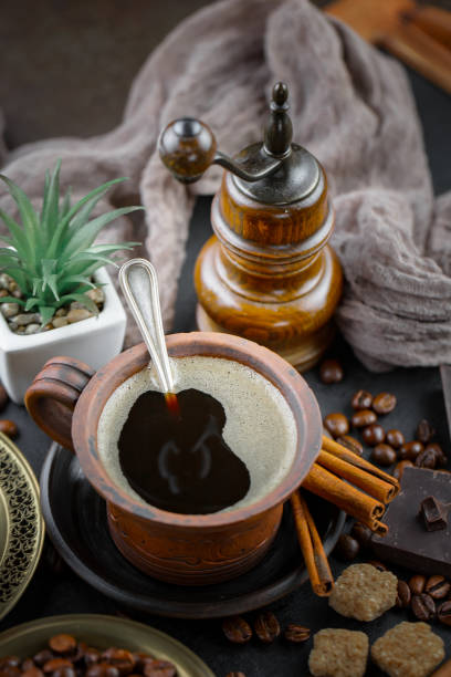 istock Espresso coffee in a cup on the table. 1488813456