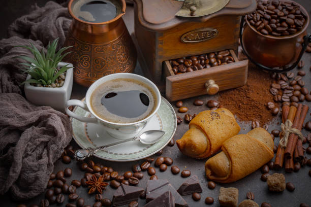 istock Espresso coffee in a cup on the table. 1488813545
