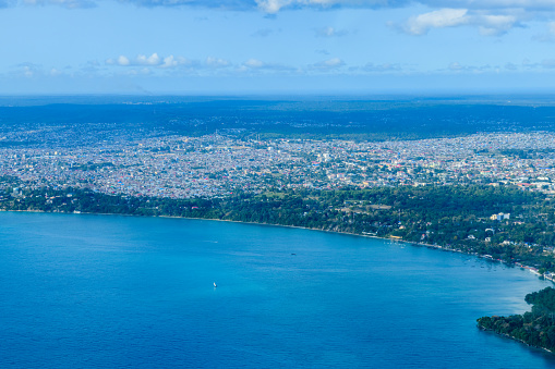 Aerial view of Zanzibar city, capital of Zanzibar island (Unguja), Tanzania