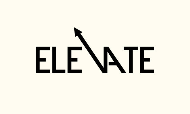 ilustrações de stock, clip art, desenhos animados e ícones de elevate typography text logo design. elevate typographic word logo vector design for business company. - em cima de
