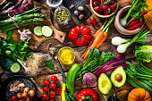 Healthy food: fresh organic vegetables and spices
