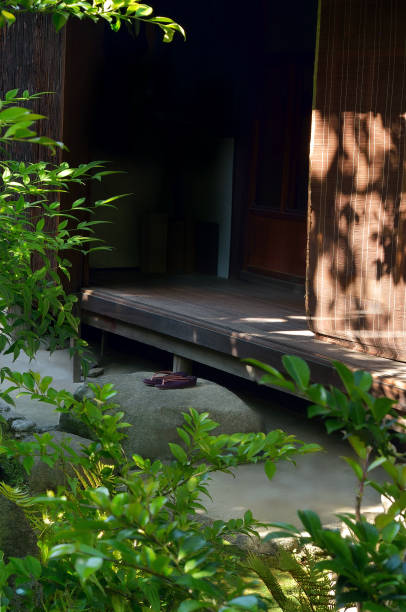 istock Japanese Styled Sandals in Front of Engawa 1488823839