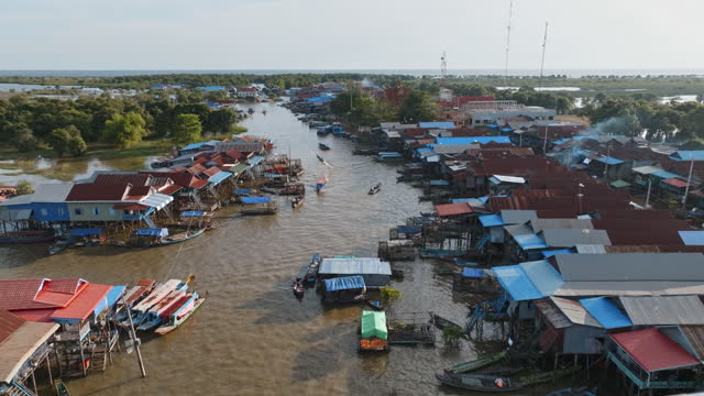 Floating Village Kampong Phluk Cambodia Fly Over Video