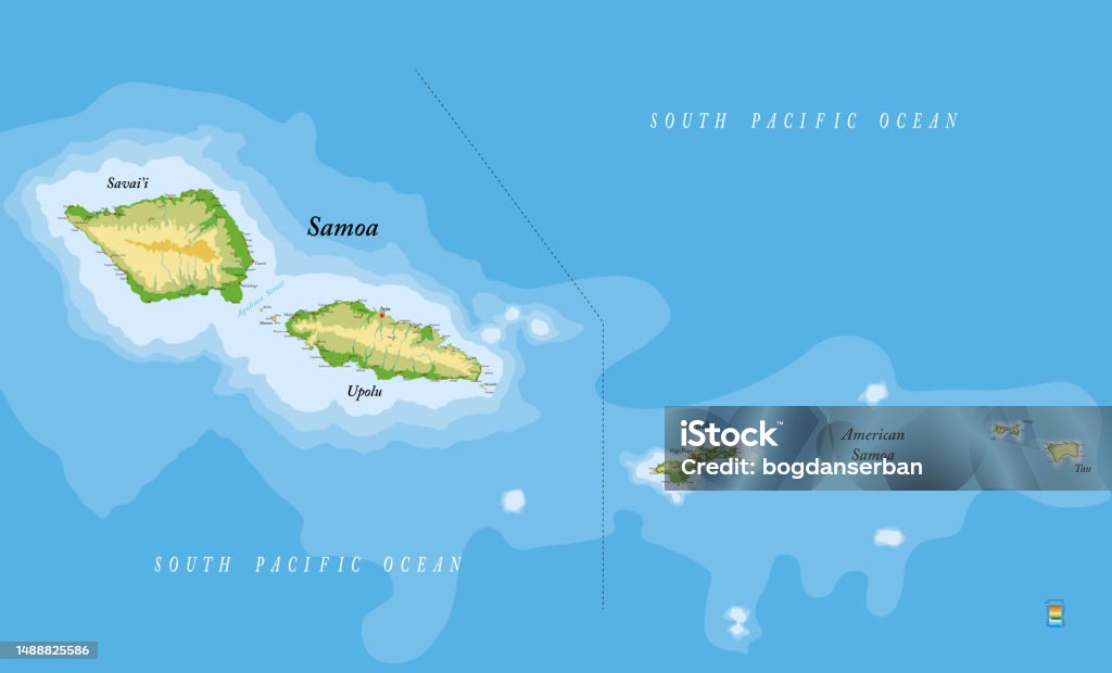 Samoa And American Samoa Highly Detailed Physical Map Stock samoa-and-american-samoa-highly-detailed-physical-map-stock