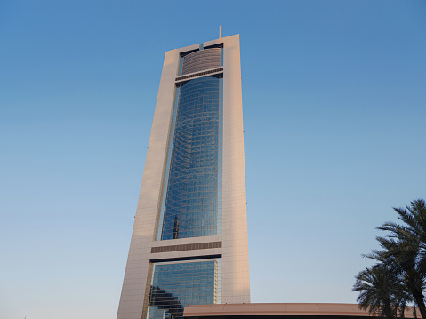 25 March 2023, Dubai, UAE: Emirates Financial Towers - Trade Center - Trade Center DIFC , tourist trip to futuristic dubai