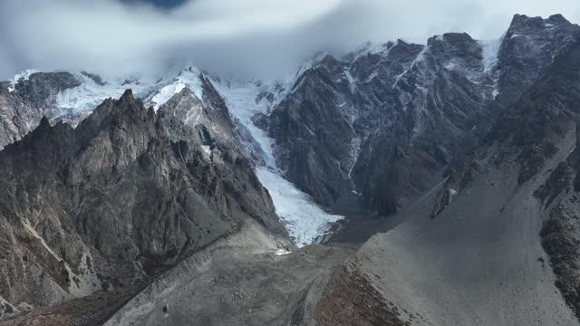 Aerial footage of high altitude snow mountains in tibet, China