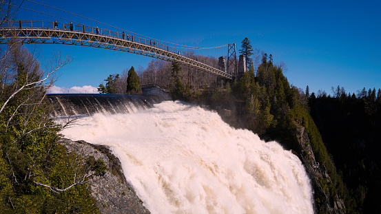 Montmorency Falls, or Chutes Montmorency in French, a major tourist attraction in Boischatel, Quebec City, Canada