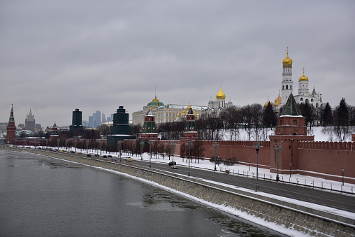 Red square in Moscow, Russia. View from the Moscow river