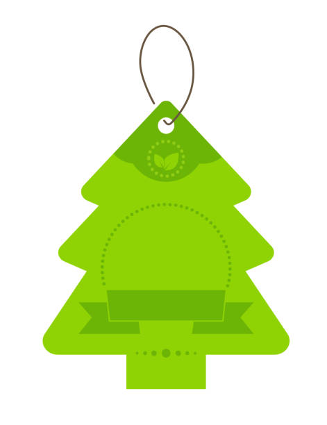 Christmas tree shaped price tag - modern flat design style image vector art illustration