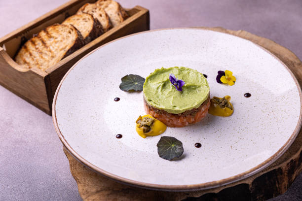 istock tartar in the restaurant, prepared by the chef 1488837390