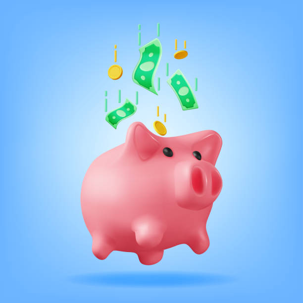 istock 3D Piggy Bank with Coins and Banknotes 1488840184