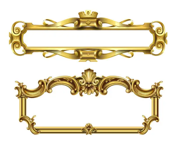 Vector illustration of Gold classic frame of the rococo baroque