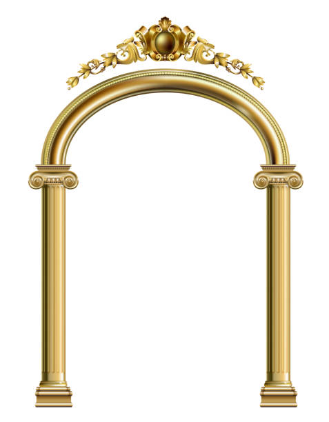 złota klasyczna rama rokokowych barokowych drzwi - textured gold backgrounds architecture and buildings stock illustrations