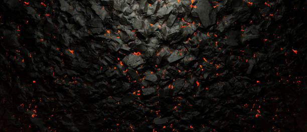 istock Abstract coal background with lava gaps between the stones. 1488844137
