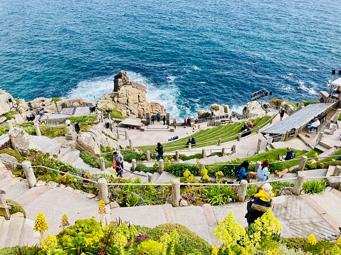 Active open air theatre in Porthcurno, Cornwall