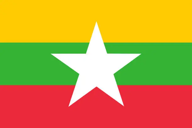 Vector illustration of Myanmar Flag.  Flag of Myanmar