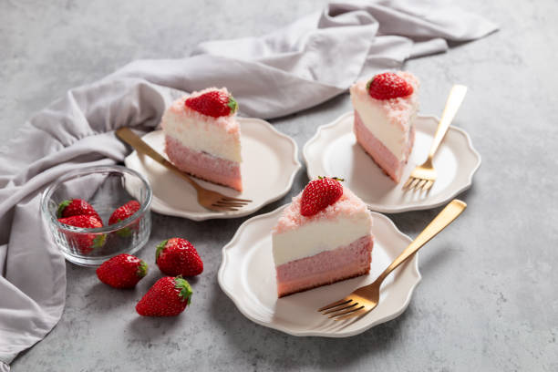 istock Strawberry double fromage cheesecake on concrete table 1488850266