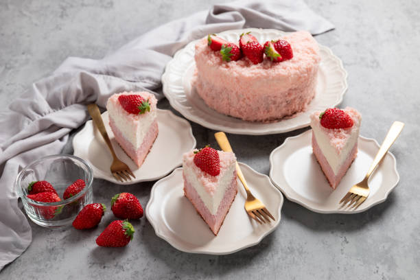 istock Strawberry double fromage cheesecake on concrete table 1488850409