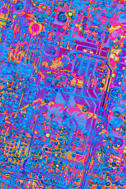 istock Colorful Electronic Printed Circuit Board Detail Stylized Surreal Artistic Representation 1488854196