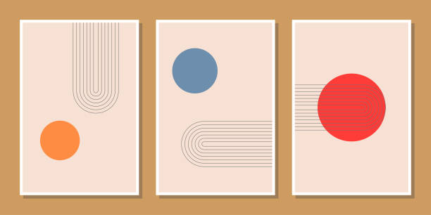 istock abstract minimalist compositions mid century style wall decoration with circles and arch lines 1488861703