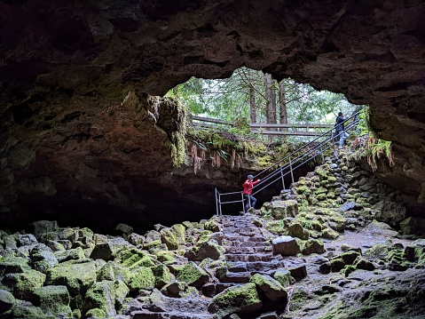 A shot of the inside of the Ape Cave in Washington State, USA.