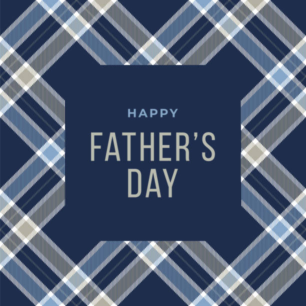 happy father’s day card with plaid background. - fathers day stock illustrations