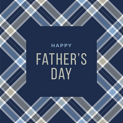 Happy Father’s Day Card with plaid background. Stock illustration