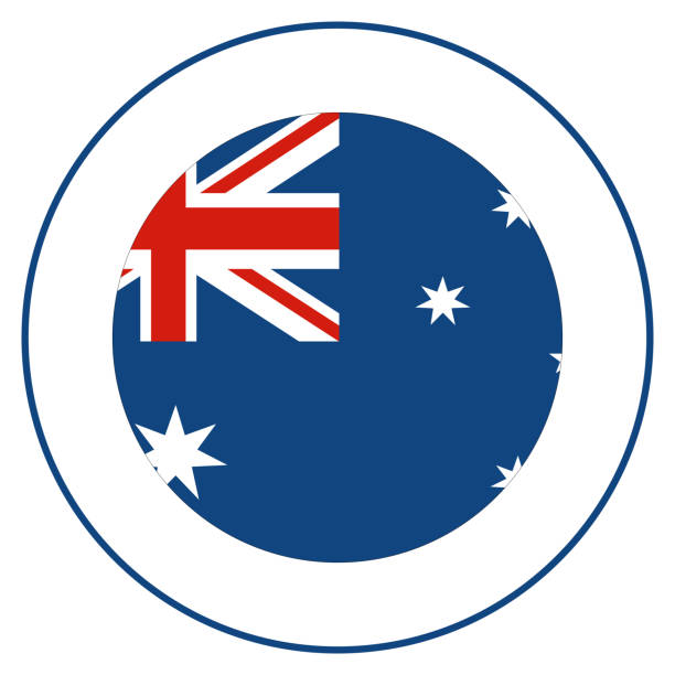 australische flagge im kreis - new seven wonders of the world stock-grafiken, -clipart, -cartoons und -symbole