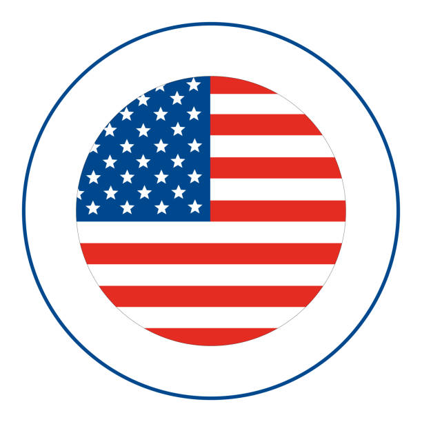 USA flag in circle USA flag, United State of America flag in circle free school borders clip art stock illustrations