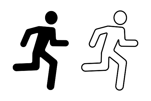 Silhouette of a man running, person who runs fast. vector icon illustration material