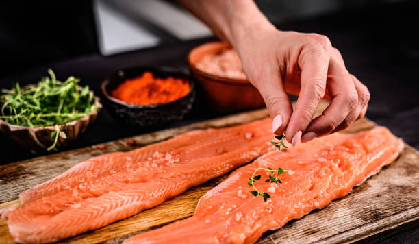 istock Fresh trout salmon filet ready for dinner 1488870946