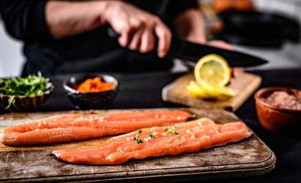 istock Fresh trout salmon filet ready for dinner 1488870962