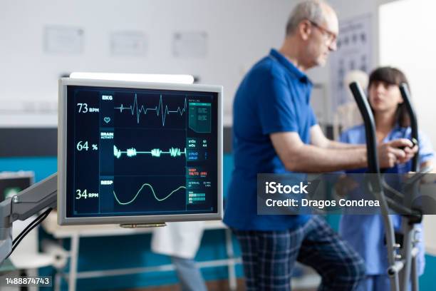 Close Up Of Heart Rate Monitor Measuring Heartbeat Stock Photo - Download Image Now - Heart - Internal Organ, Recovery, Electrocardiography