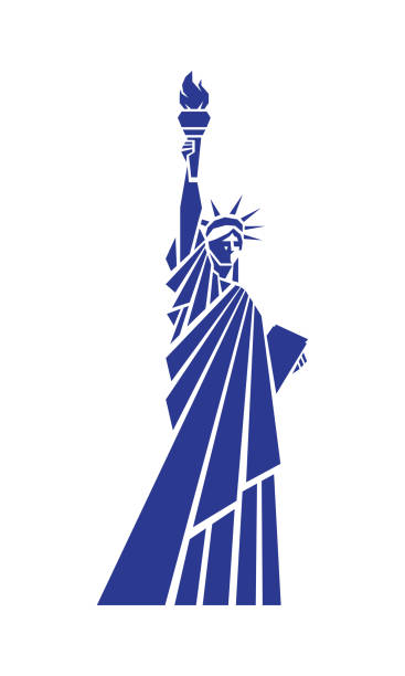 ilustrações, clipart, desenhos animados e ícones de estátua da liberdade - statue manhattan monument flaming torch