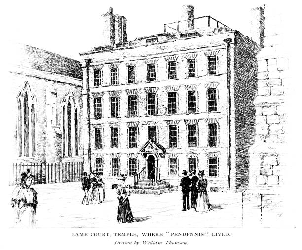 istock Lamb Court, Temple, Setting for Author William Makepeace Thackeray's Novel in London, England, 19th Century British Literature 1488889722