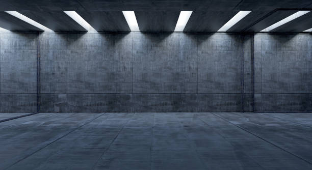 Abandoned room Abandoned warehouse scene Cement floor Old cement wall Dilapidated room background 3D illustration