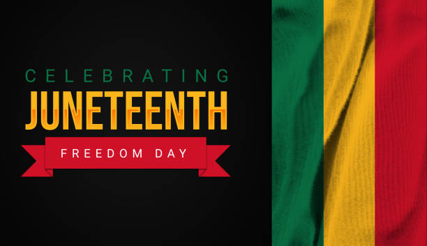 Juneteenth Freedom Day. June 19 African American Liberation Day. Black, red and green backdrop Juneteenth Freedom Day. June 19 African American Liberation Day. Black, red and green backdrop juneteenth celebration stock illustrations
