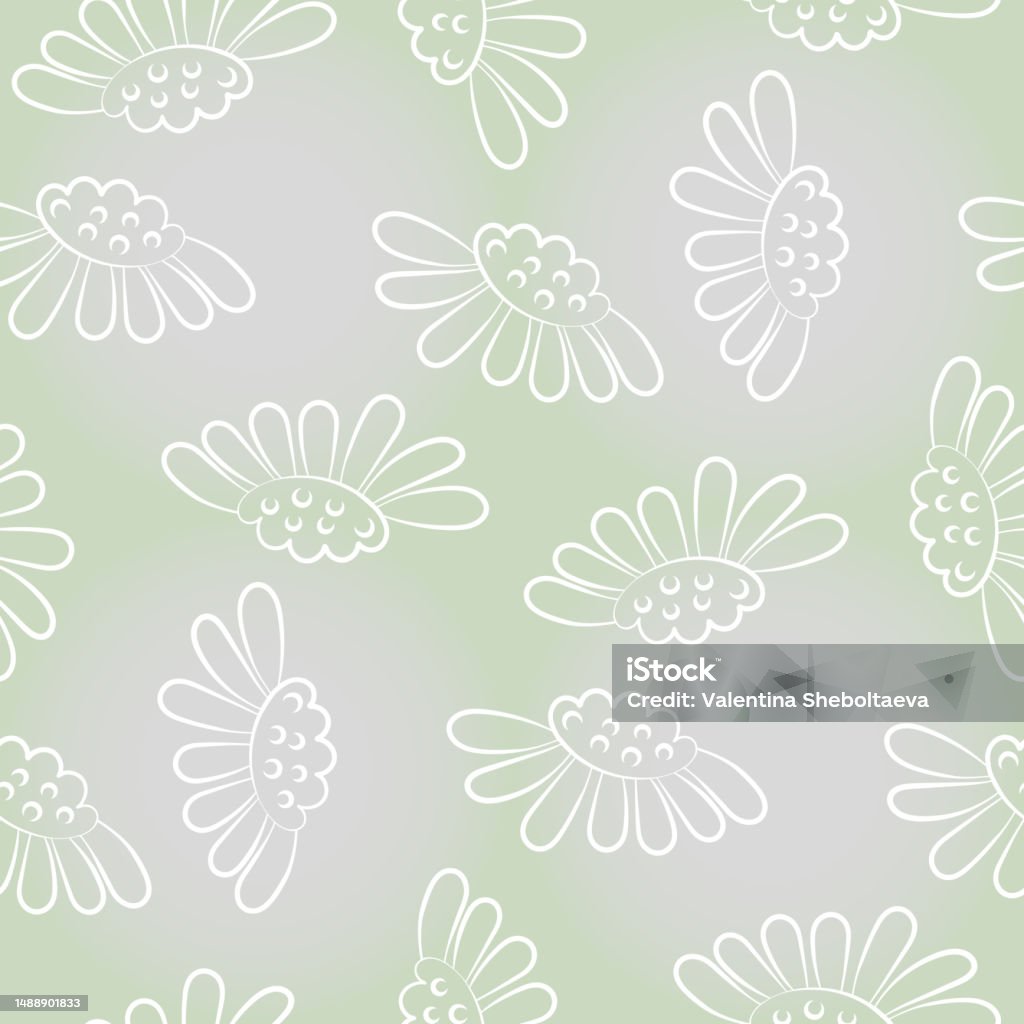 Vector Seamless Bicolor Pattern With White Daisies On A Light Gradient ...