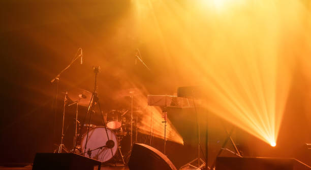 istock Light on a free music stage, rock group scene 1488902977
