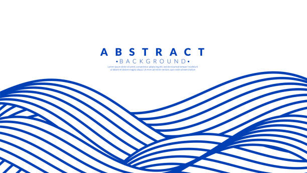 ilustrações, clipart, desenhos animados e ícones de fundo abstrato do padrão de linha de onda de água azul. conceito de estilo japonês. estilo de design plano vetorial gráfico. - onda
