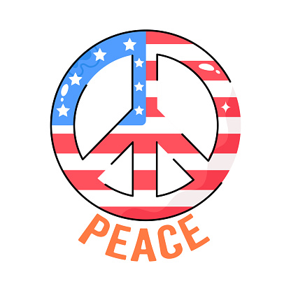 Peace Sign doodle vector filled outline icon. EPS 10 file