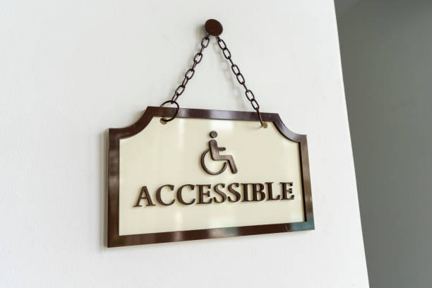 istock Toilet sign on wall for reserved disable people. 1488906044