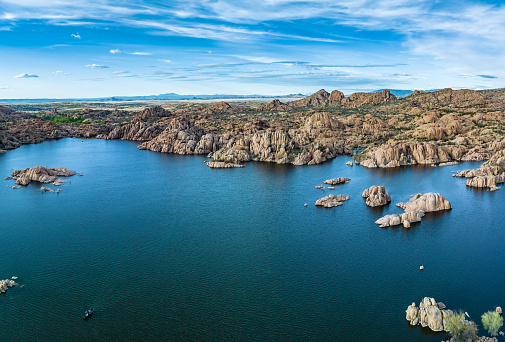 Prescott, AZ Watson Lake dam from an aerial view