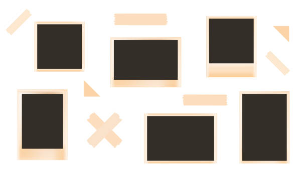 illustrazioni stock, clip art, cartoni animati e icone di tendenza di foto istantanea vecchia raccolta di cornici - obsoleto immagine