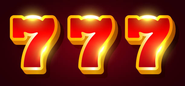 istock Jackpot. Red sevens in a golden frame. Slot machine with three sevens. Payline. Vector clipart. 1488912955