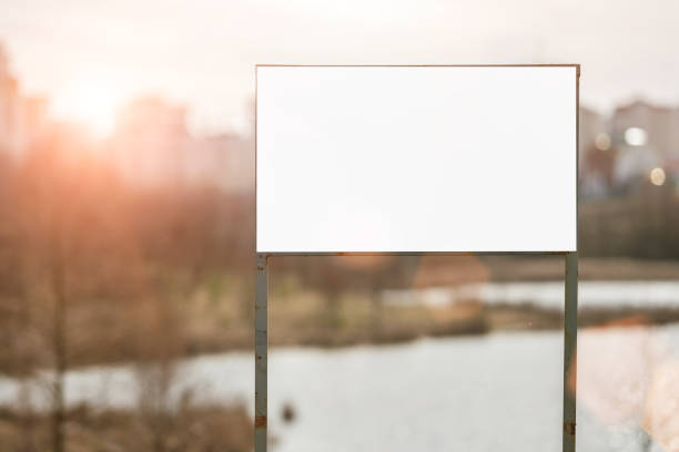 istock Blank horizontal poster is mounted at urban park on riverbank 1488913049