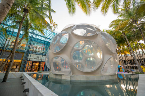 Buckminster Fuller's Fly's Eye Dome in Miami Design District stock photo