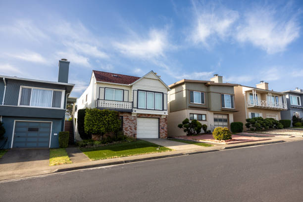 High quality stock photo of the Westlake district in Daly City, CA. The houses are the origin of the song \