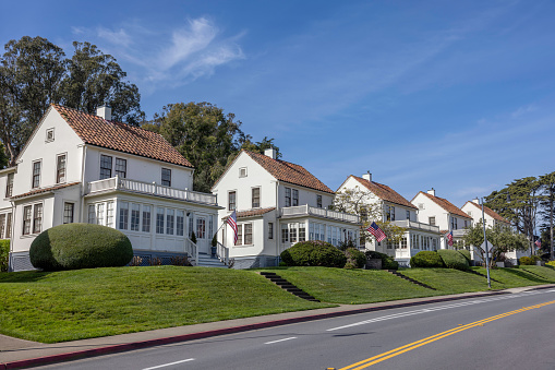 High quality stock photo of residential homes in the Presidio of San Francisco, CA